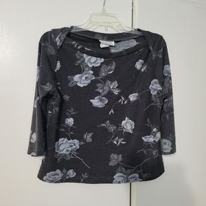 New York City Design Co  Women's Size L  Cropped  3/4 Sleeve   Boat Neck  Top